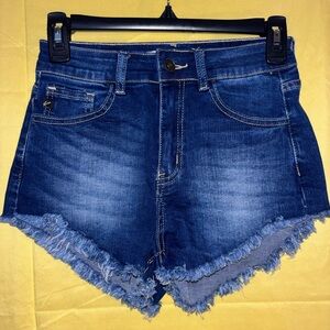 KanCan Blue Frayed Hem Women Shorts